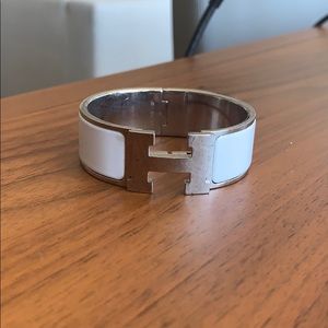 Hermes Large Clic Clac H bracelet in White